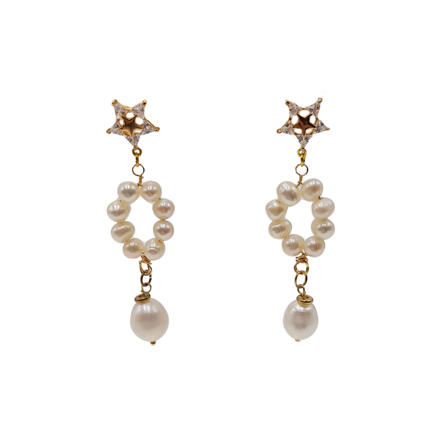 Aros estrella con perlas