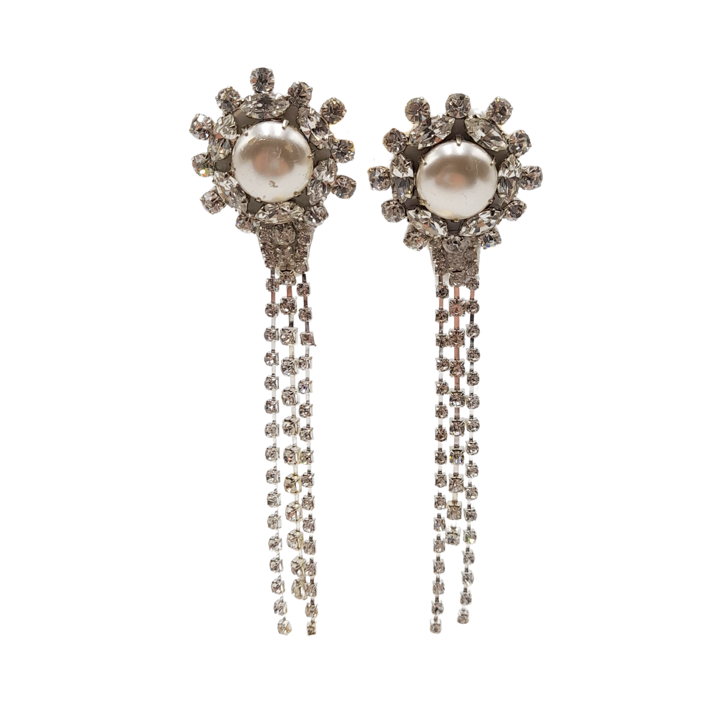 Aros flor brillante con perla