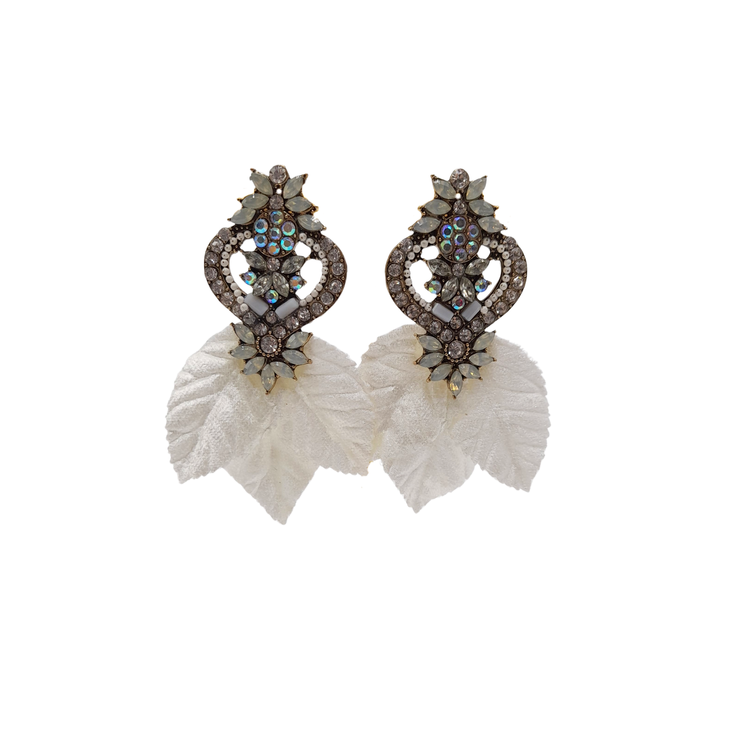 Aros hoja con pedrería iridiscente