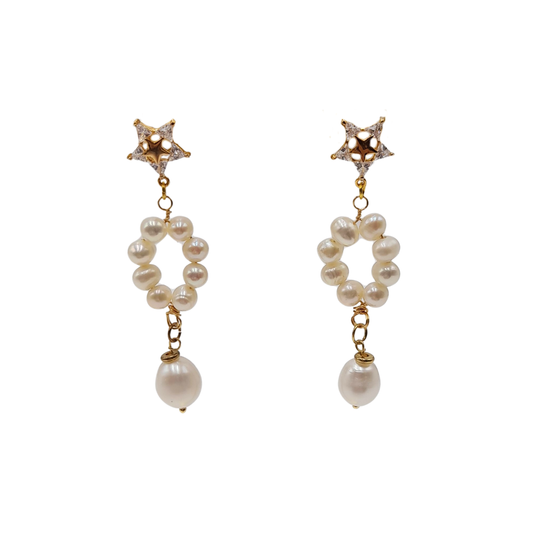 Aros estrella con perlas