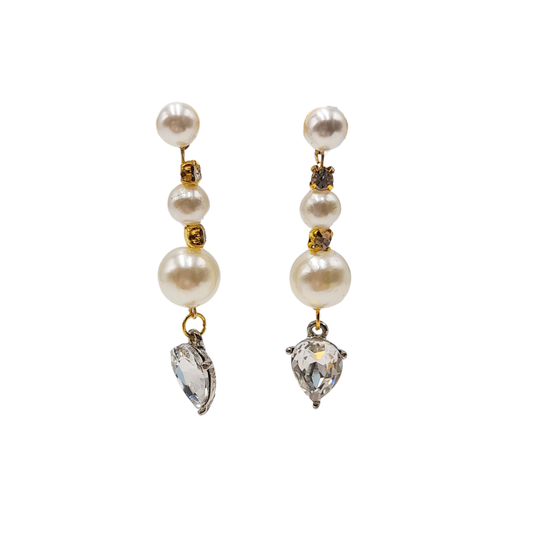 Aros perlas y cristal lágrima