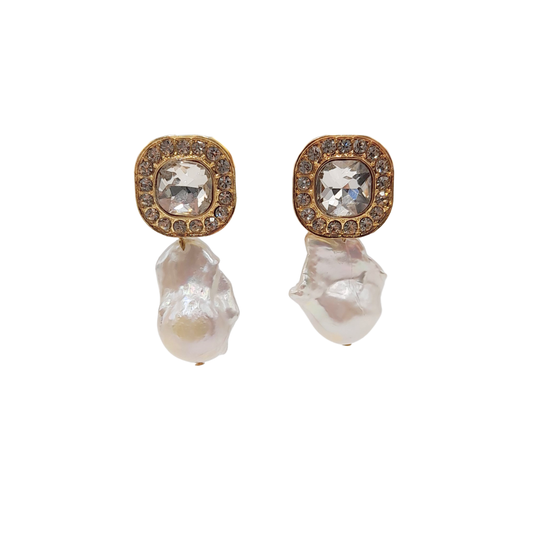 Aros con piedra y perla barroca