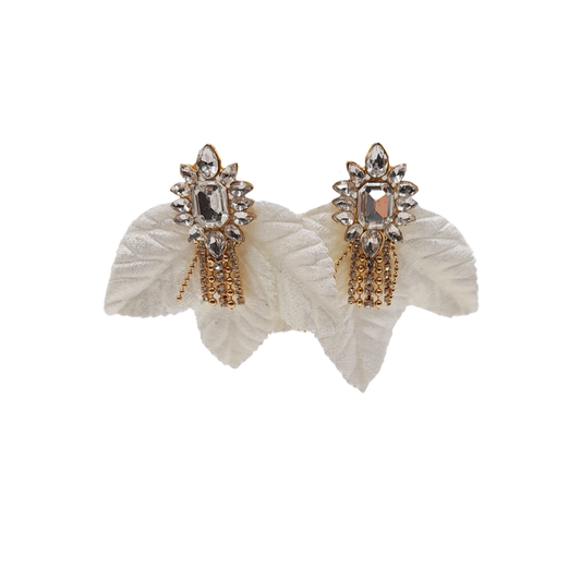 Aros con hoja, cristales y flecos
