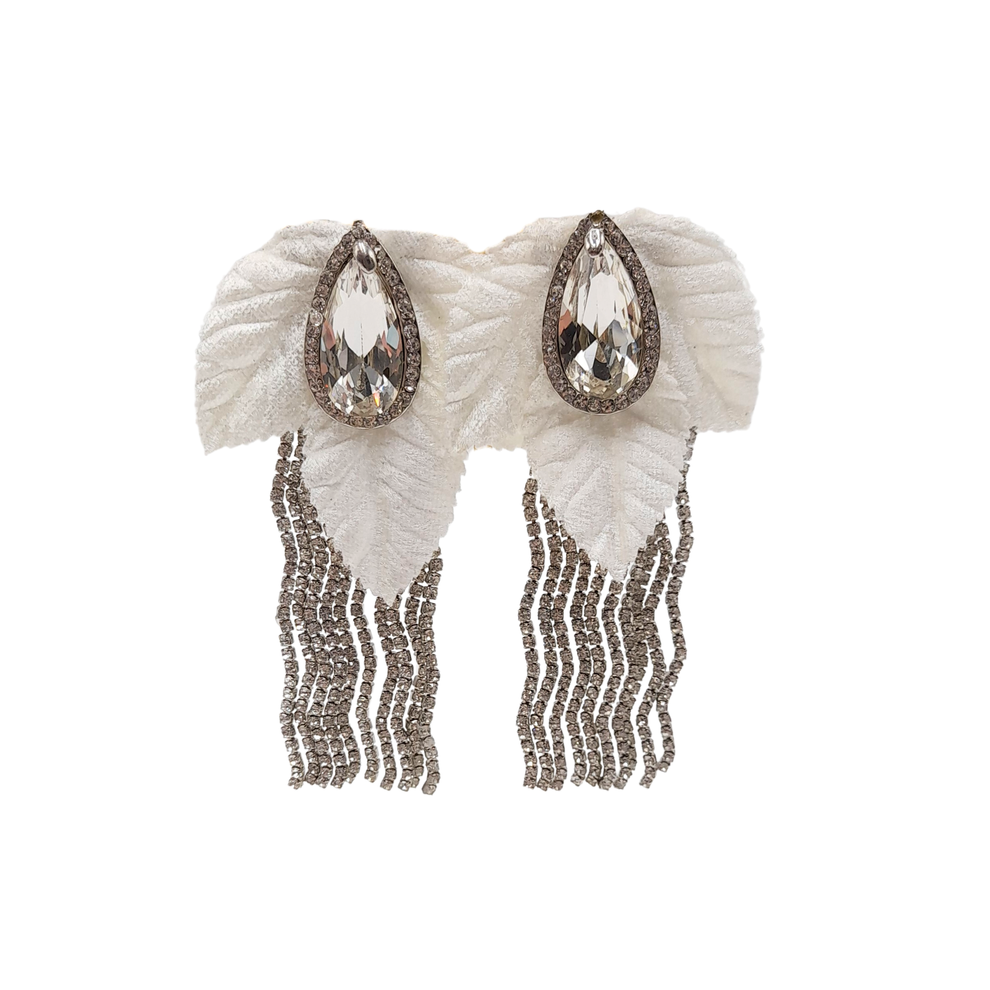 Aros con lágrima de cristal y flecos strass
