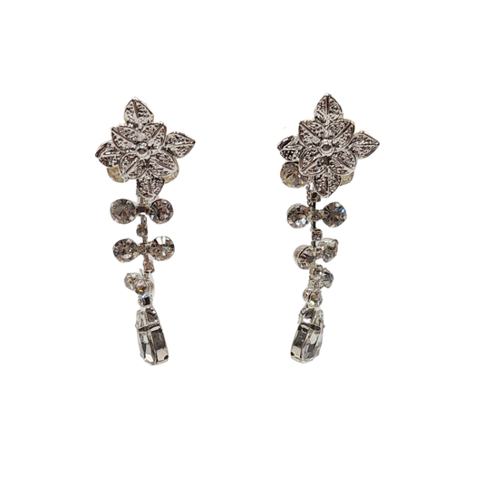 Aros florales con cristales colgantes