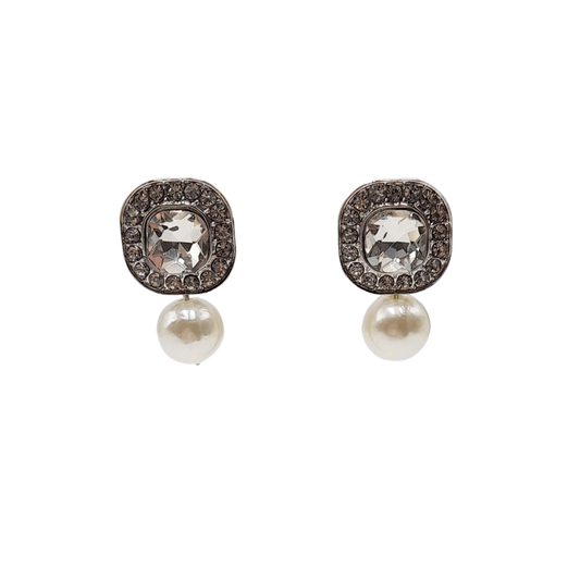 Aros con cristal y perla clásica